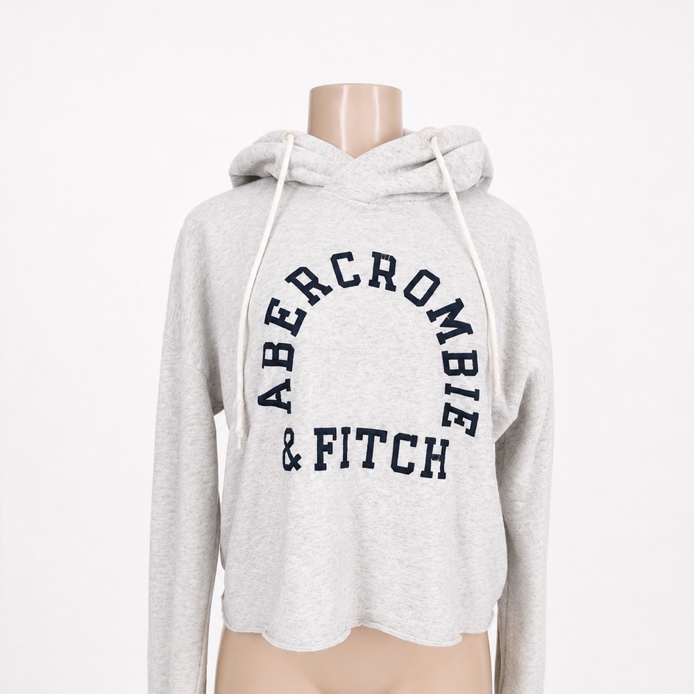 Abercrombie & Fitch Light Gray Hooded Logo Sweatshirt